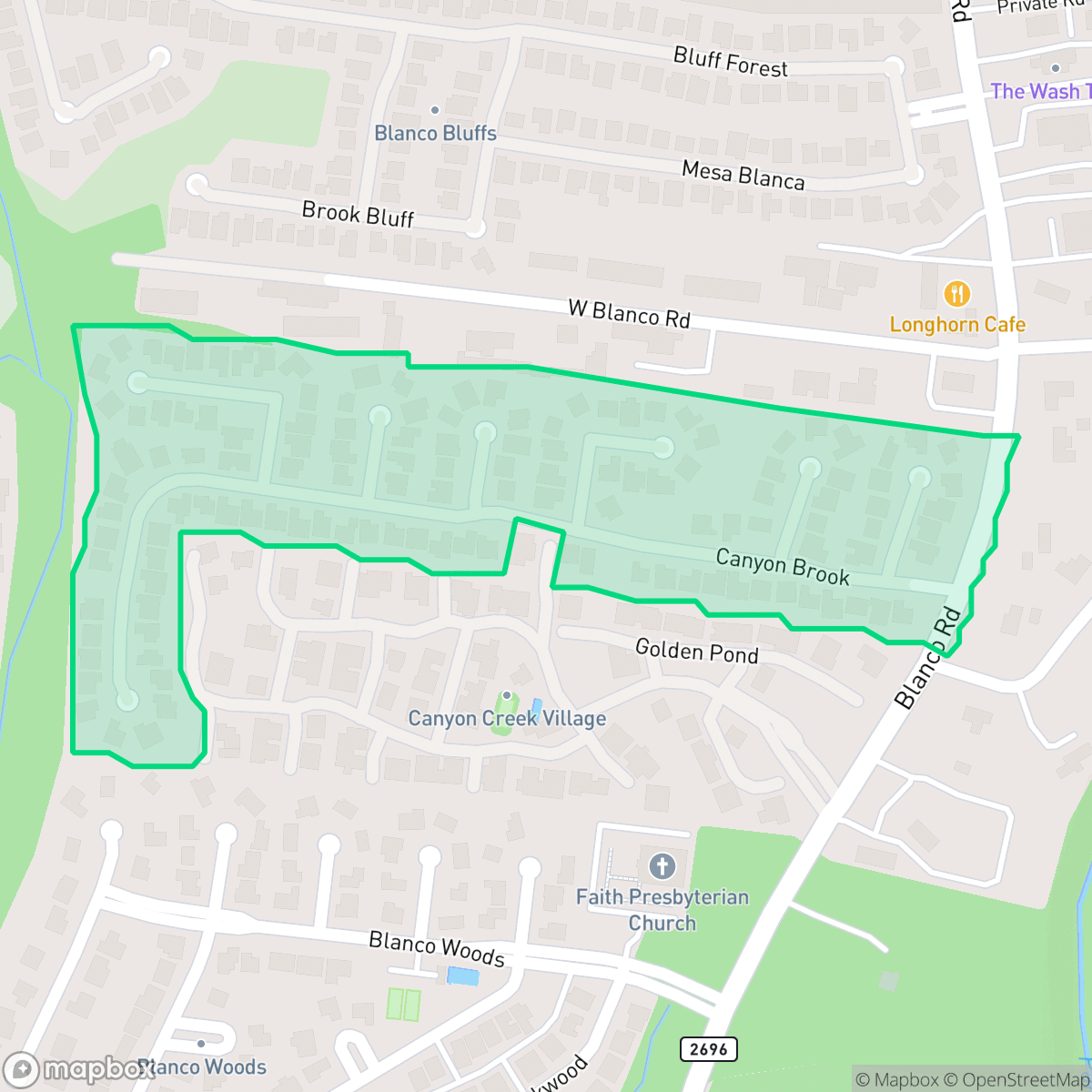 Map showing the location of Canyon Creek Bluffs, San Antonio, TX