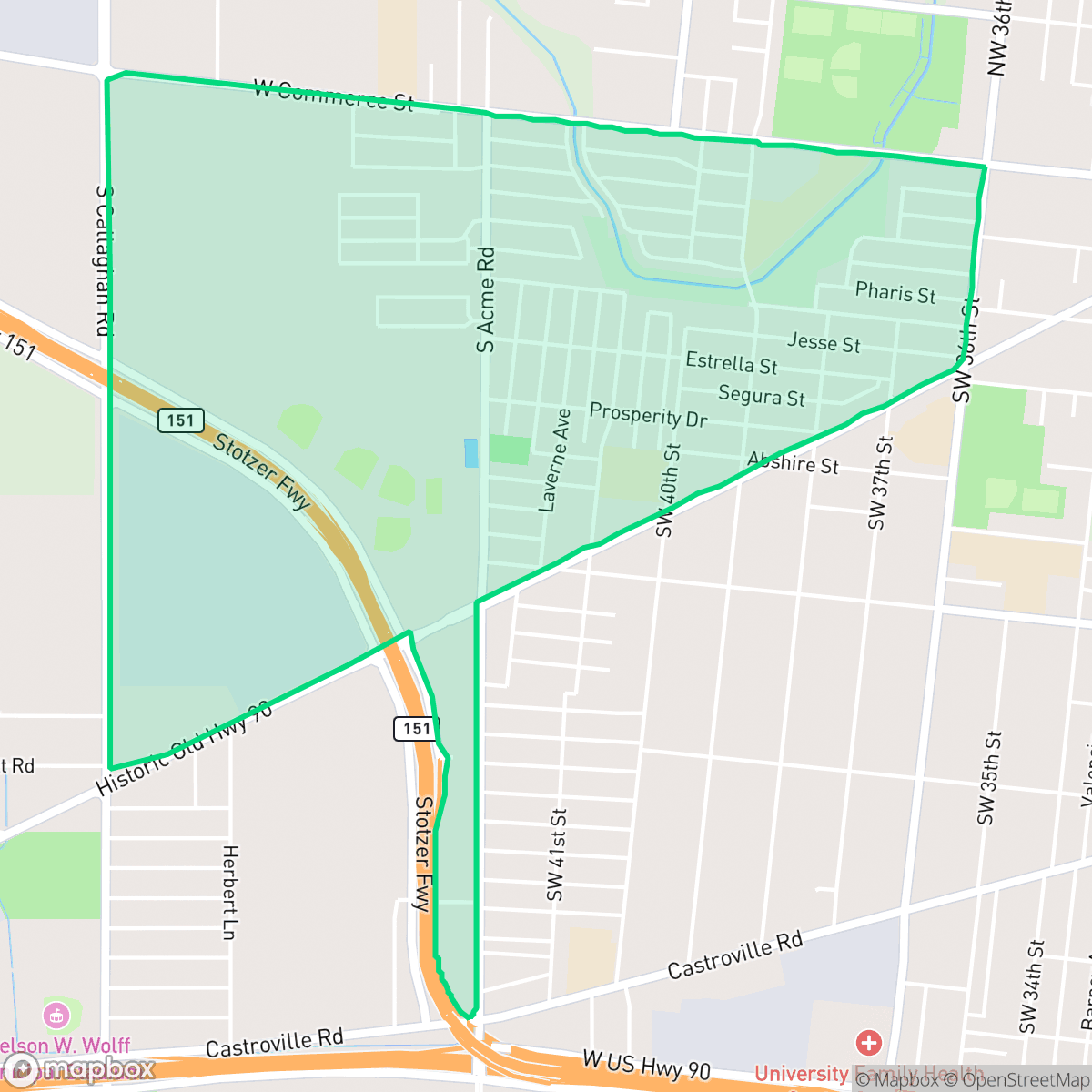 Map showing the location of Community Workers Council, San Antonio, TX