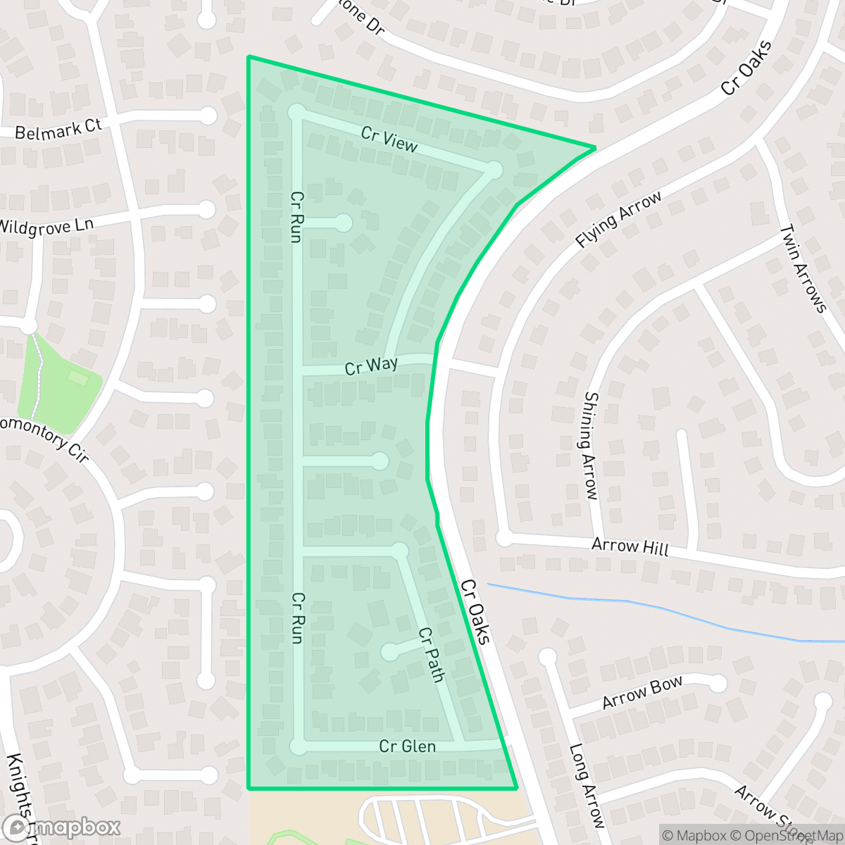 Map showing the location of Crescent Oaks, San Antonio, TX