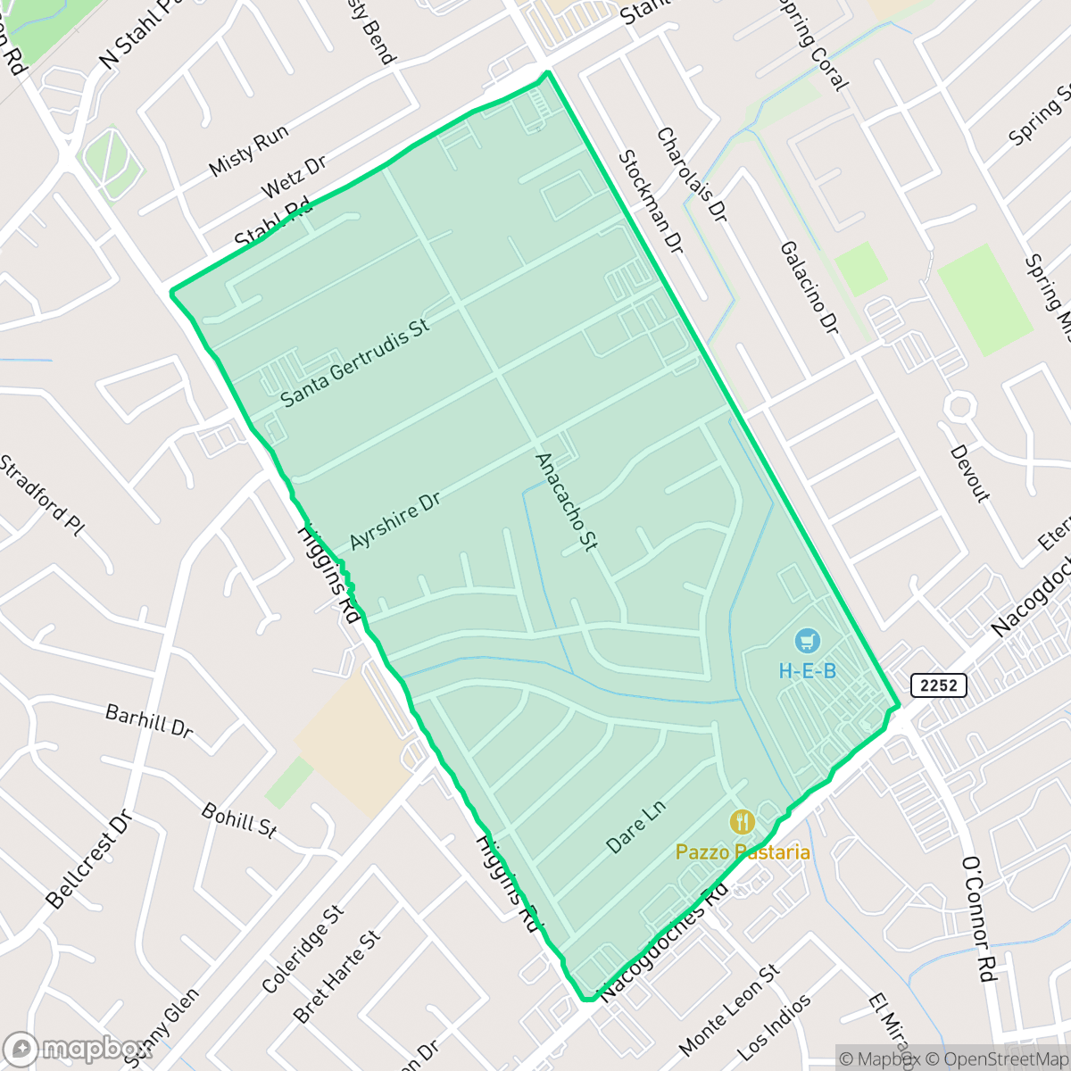 Map showing the location of El Chaparral Fertile Valley, San Antonio, TX