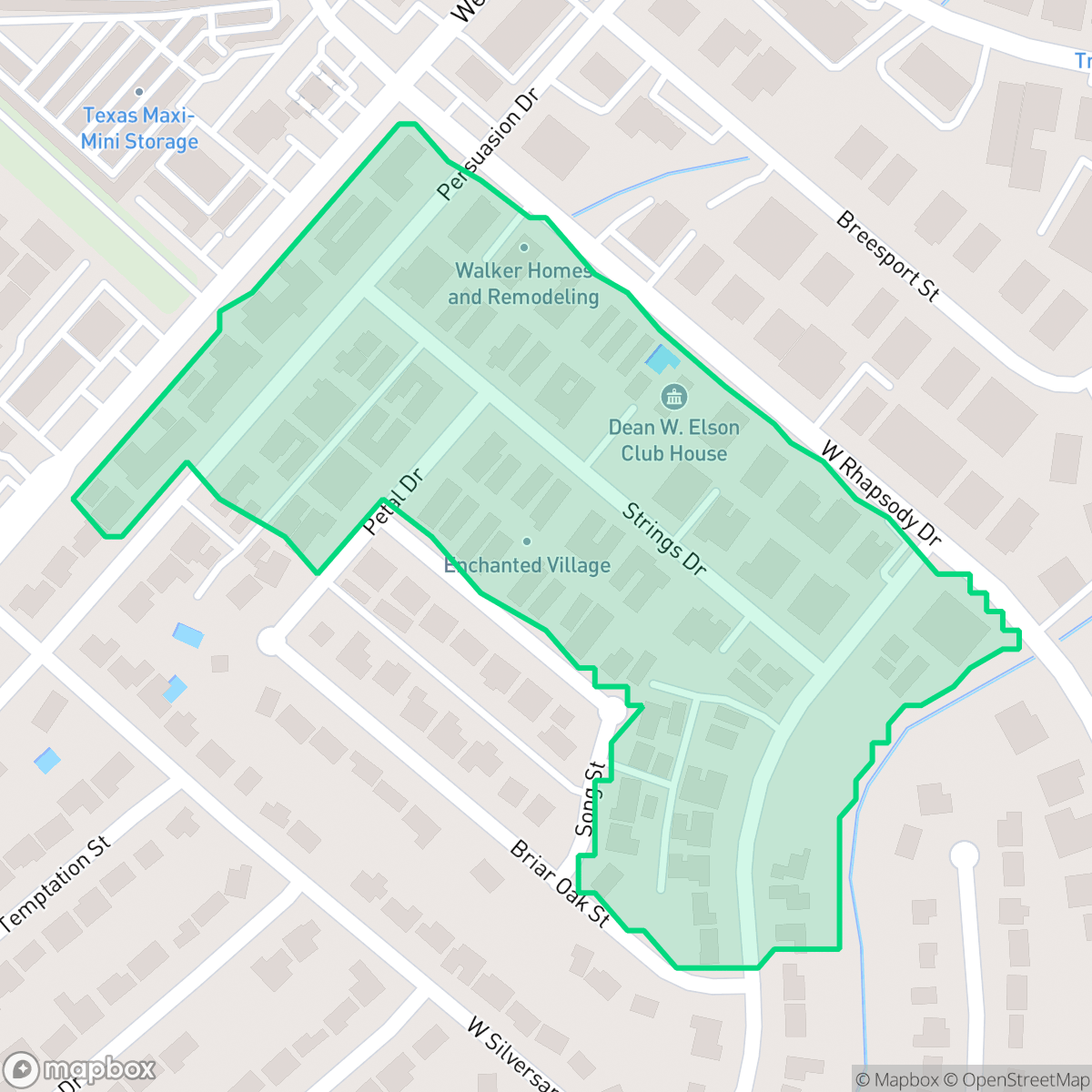 Map showing the location of Enchanted Village - Greater Harmony Hills, San Antonio, TX