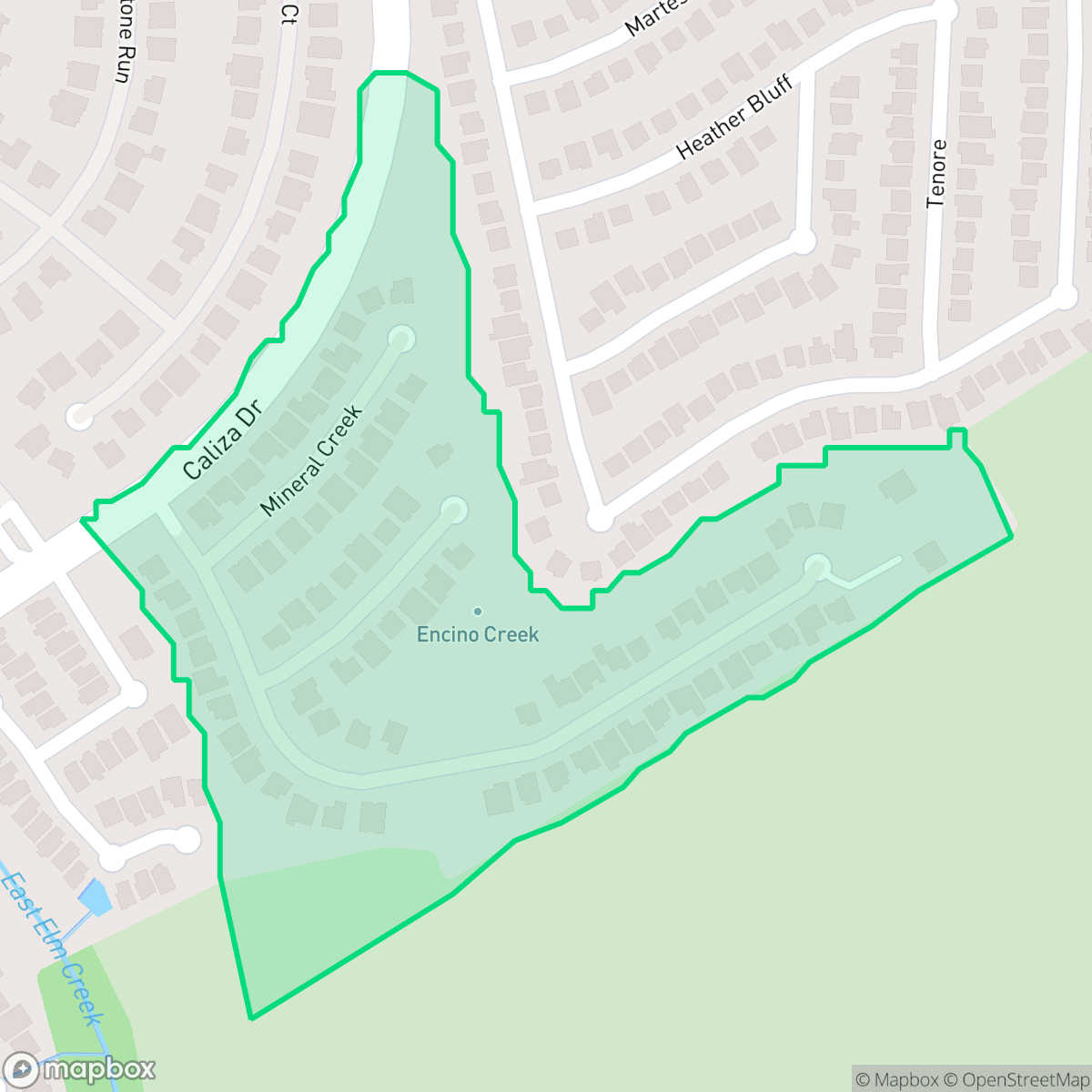 Map showing the location of Encino Creek, San Antonio, TX