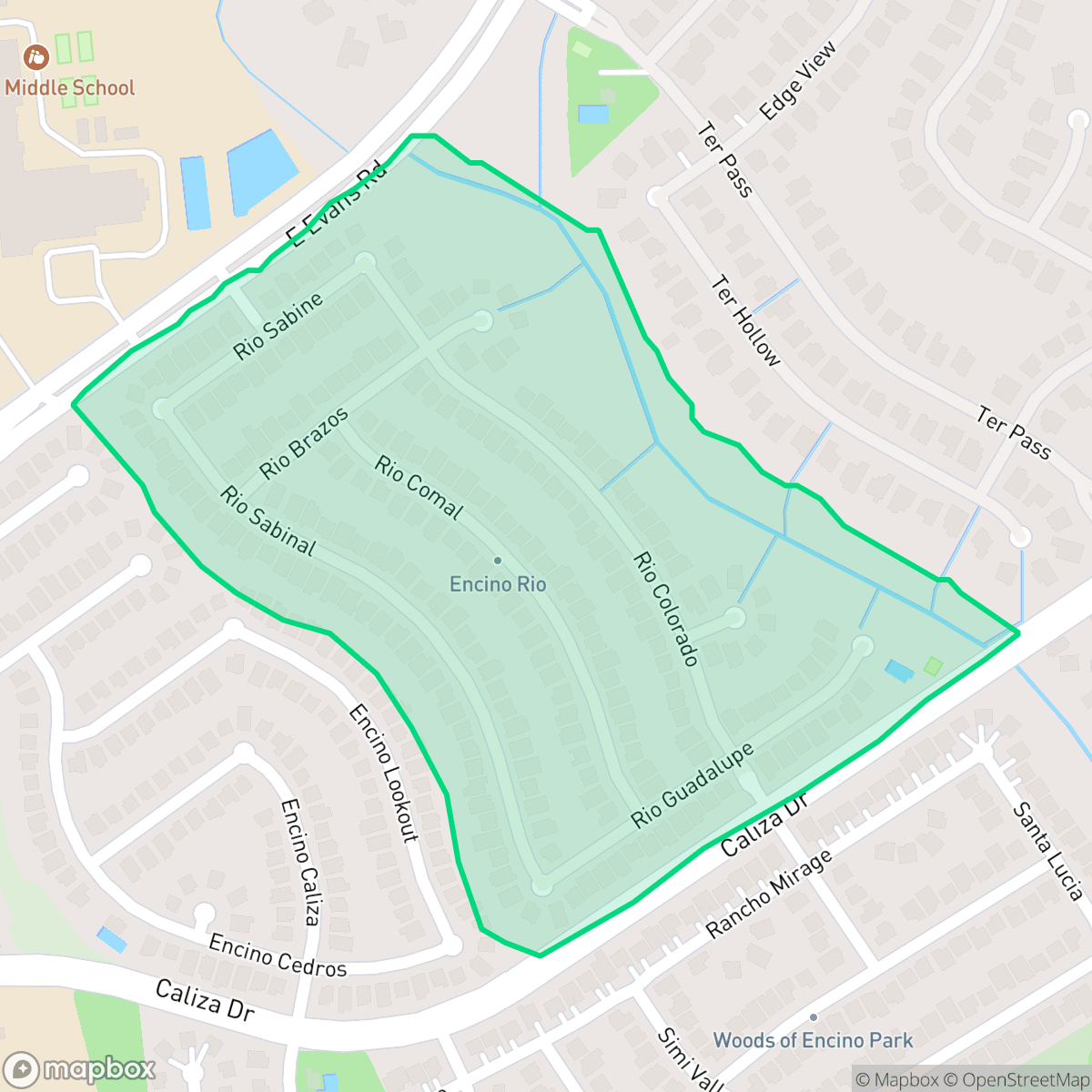 Map showing the location of Encino Rio HOA, San Antonio, TX