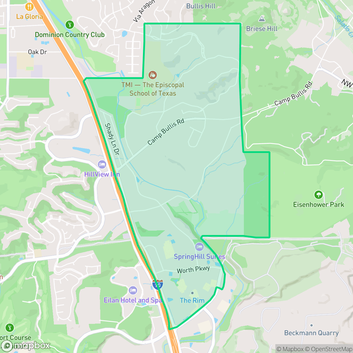 Map showing the location of Forest Crest, San Antonio, TX