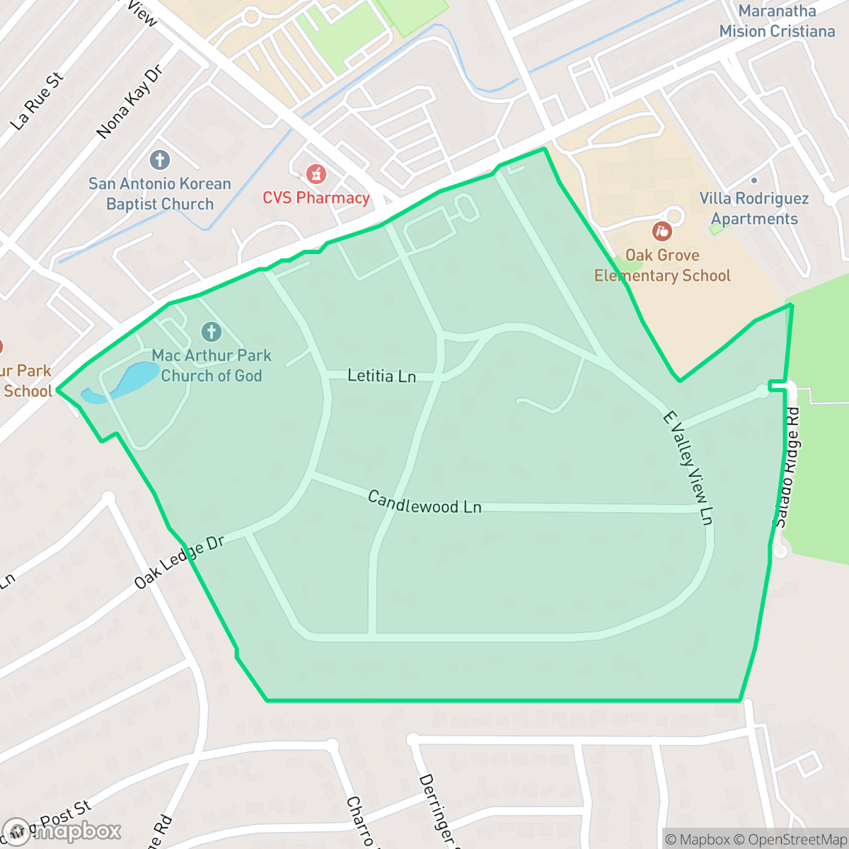 Map showing the location of Forest Oak, San Antonio, TX