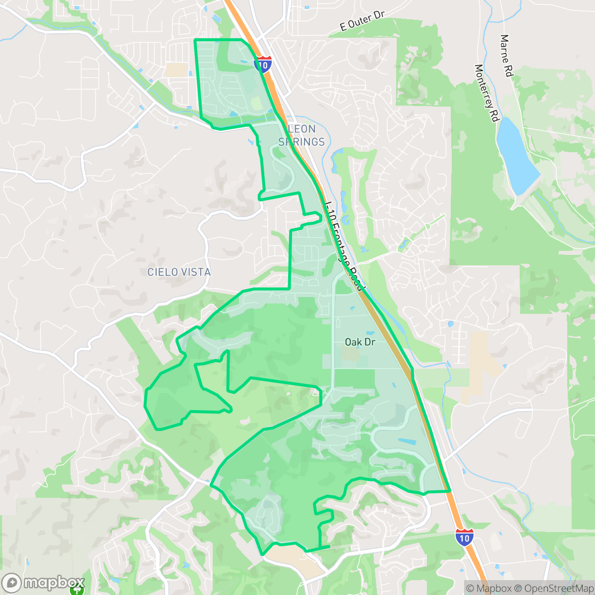 Map showing the location of Friedrich Wilderness Park, San Antonio, TX