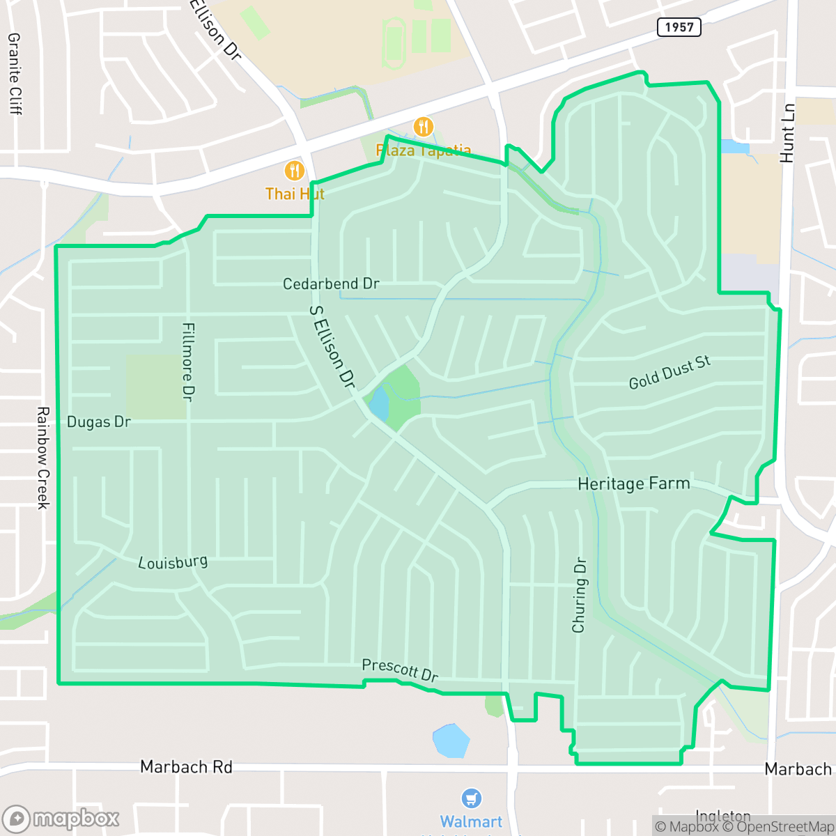 Map showing the location of Heritage, San Antonio, TX