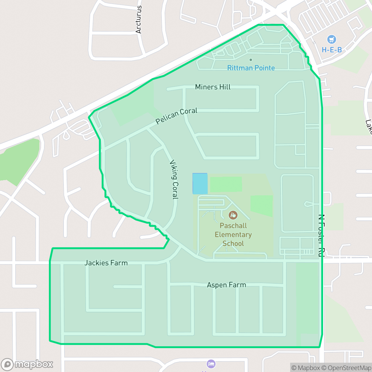 Map showing the location of Highland Farms, San Antonio, TX