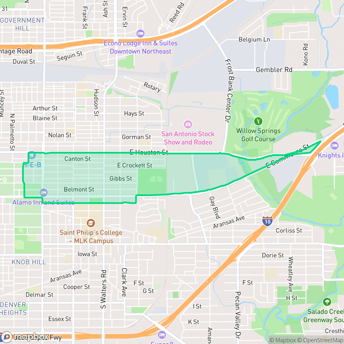 Map showing the location of Jefferson Heights, San Antonio, TX