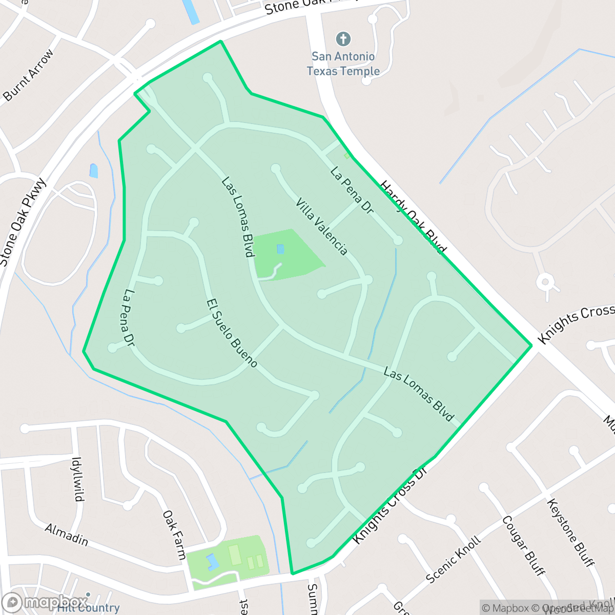 Map showing the location of Las Lomas, San Antonio, TX