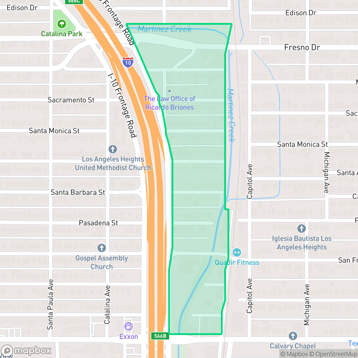 Map showing the location of Los Angeles Heights - Keystone-Northwest Los Angeles Height, San Antonio, TX