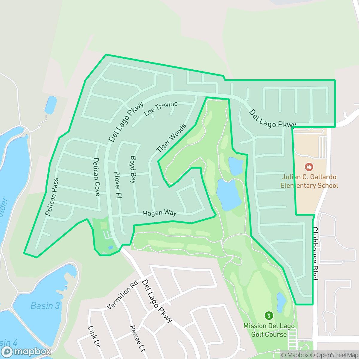 Map showing the location of Mission Del Lago, San Antonio, TX