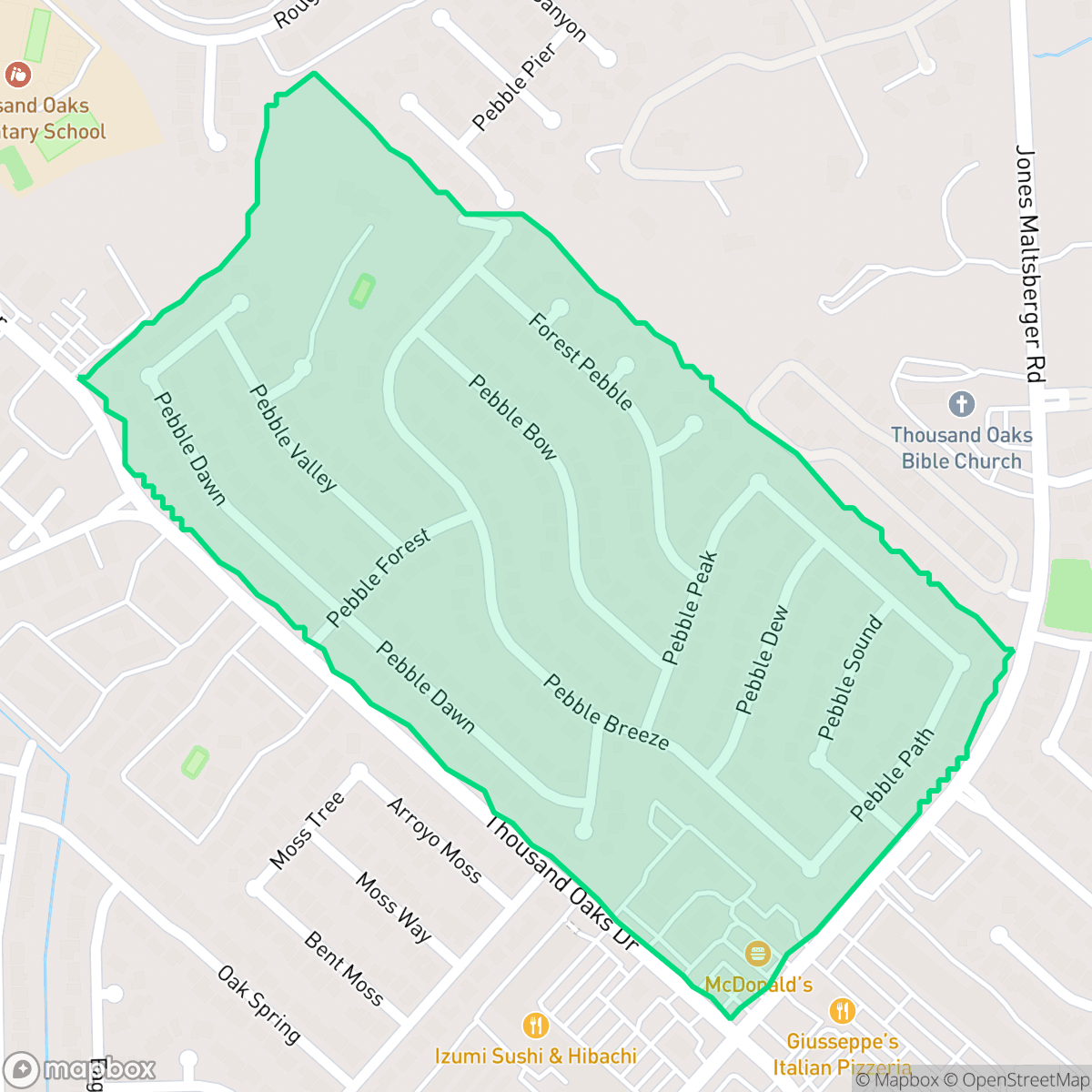 Map showing the location of Oak Hollow Park, San Antonio, TX