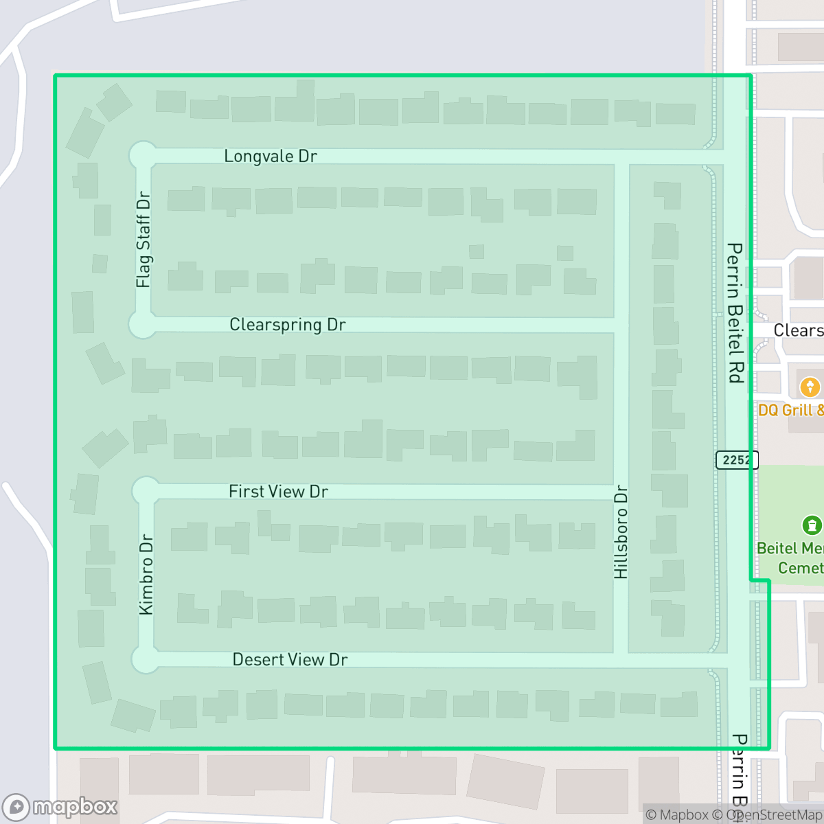 Map showing the location of Perrin Park, San Antonio, TX