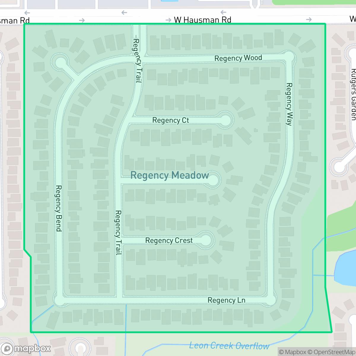 Map showing the location of Regency Meadow, San Antonio, TX