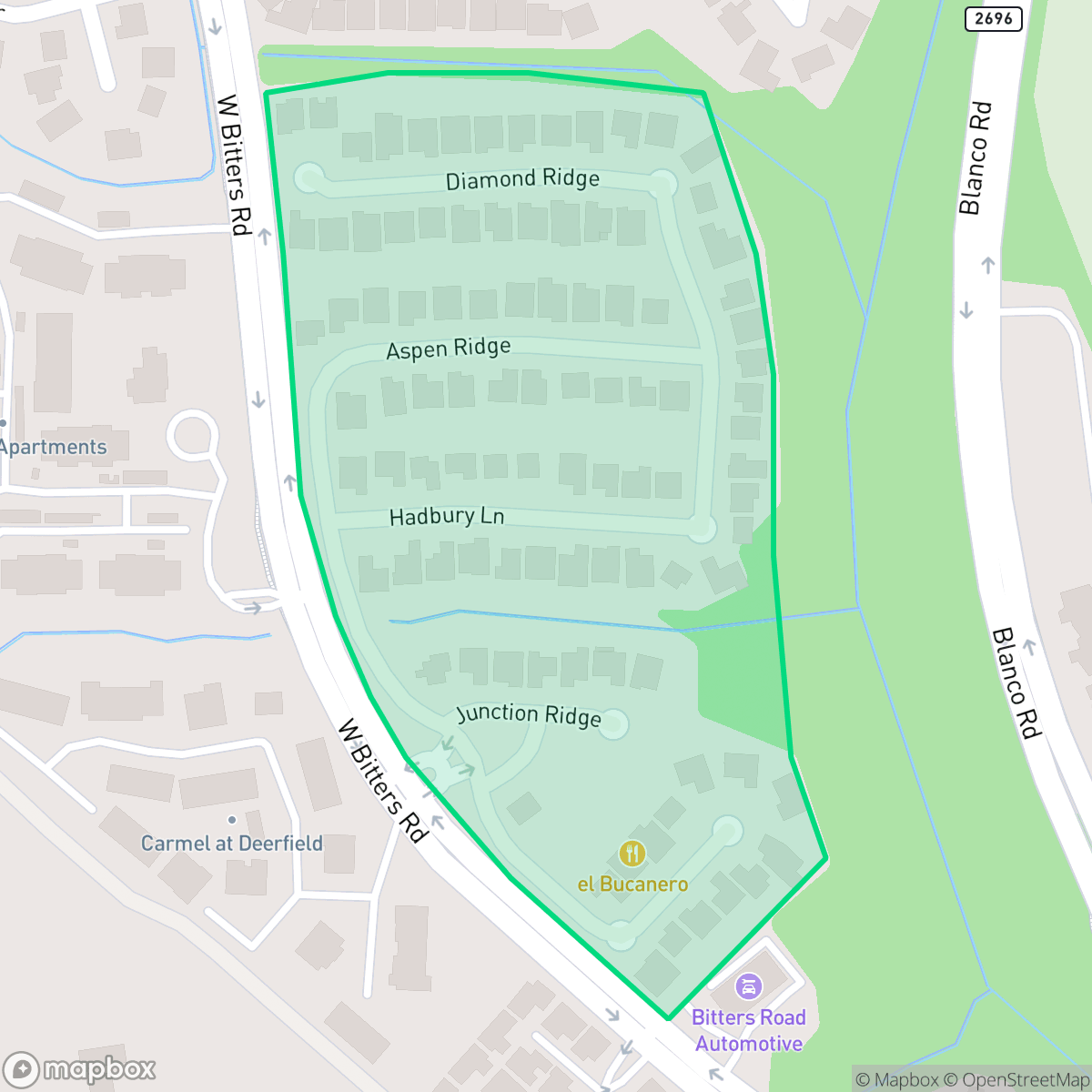 Map showing the location of Ridge at Deerfield, San Antonio, TX
