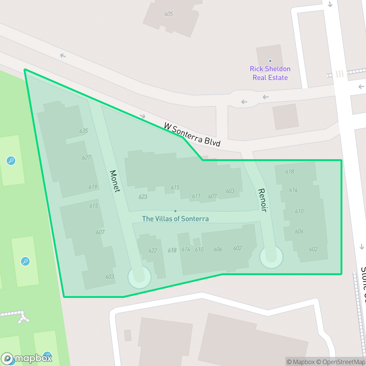Map showing the location of Sonterra Villas Townhome Condominium-Sonterra-Stone Oak, San Antonio, TX