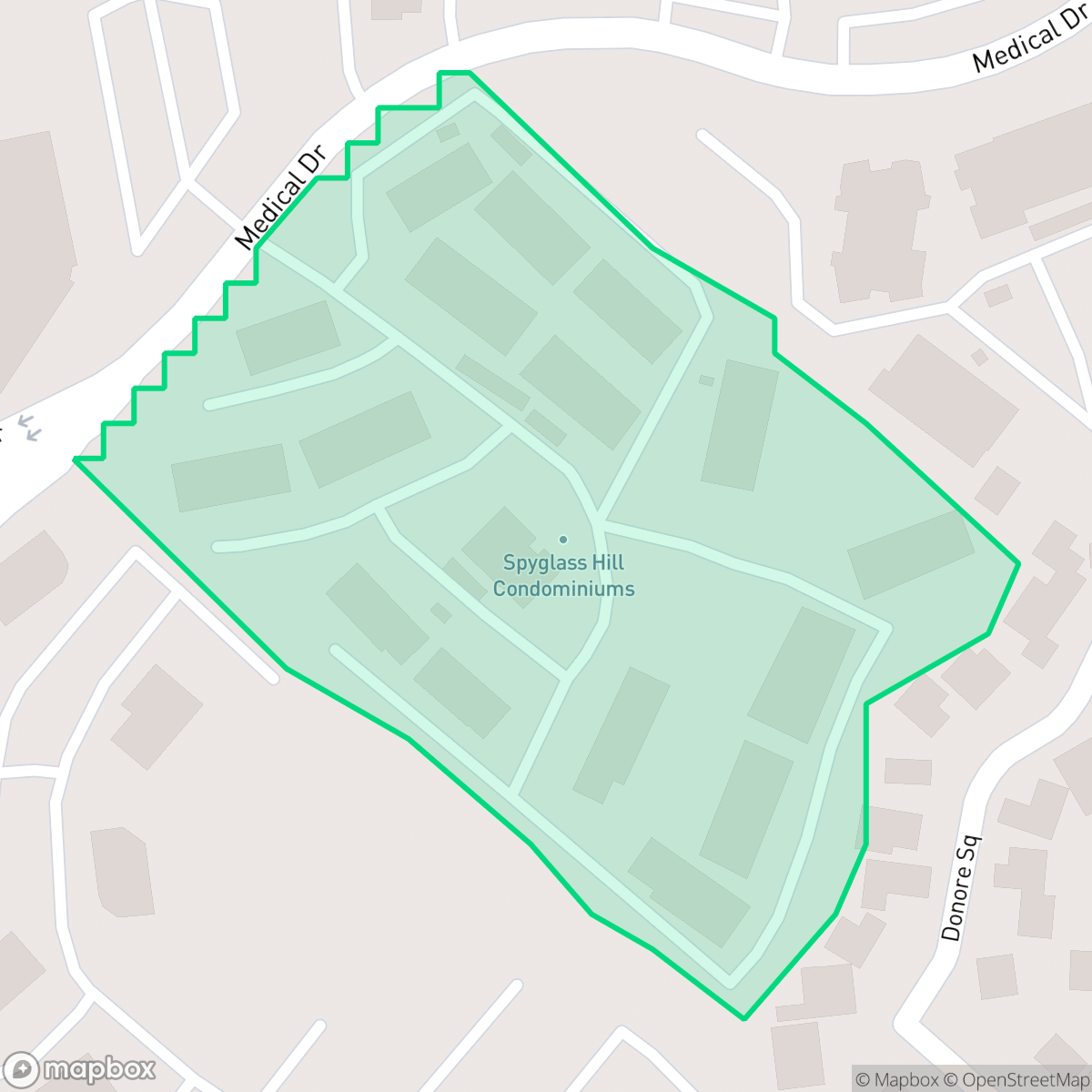 Map showing the location of Spyglass Hill Condominium, San Antonio, TX