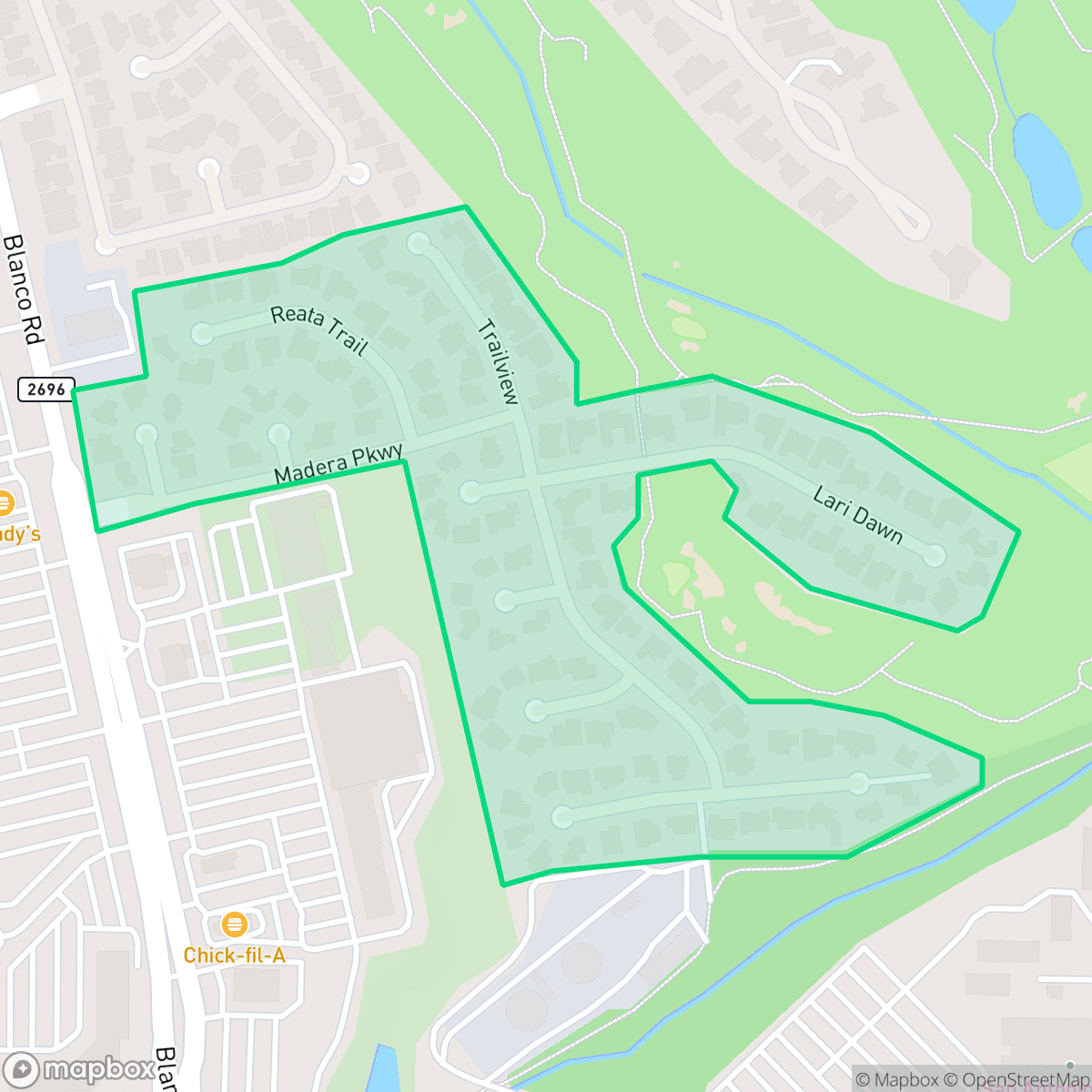 Map showing the location of The Woods of Sonterra, San Antonio, TX
