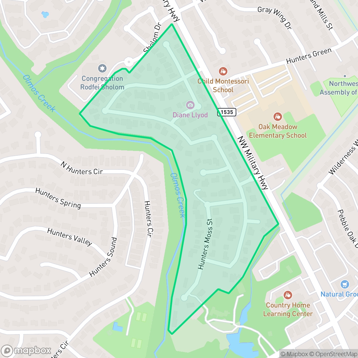 Map showing the location of Warwick Farms, San Antonio, TX