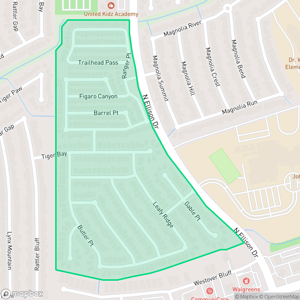Map showing the location of Westover Crossing, San Antonio, TX