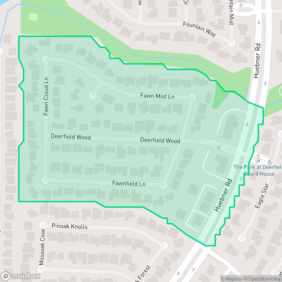 Map showing the location of Woods of Deerfield, San Antonio, TX