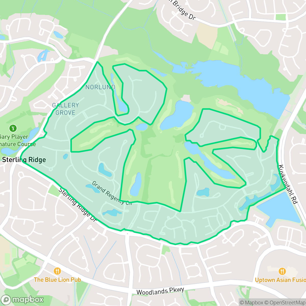 Map showing the location of Carlton Woods, The Woodlands, TX