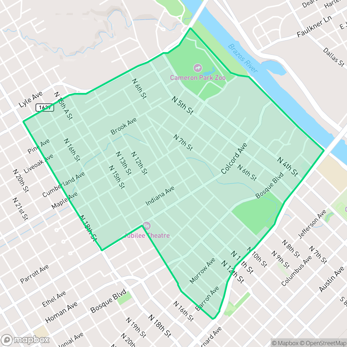 Map showing the location of Brook Oaks, Waco, TX